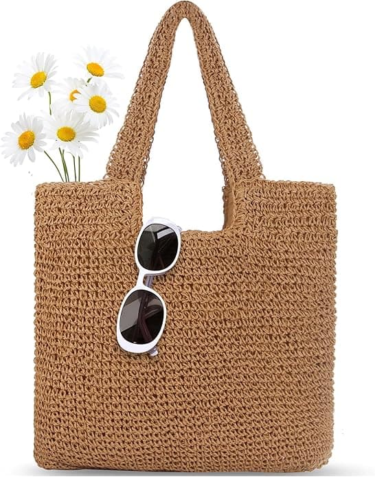 Kseymeir Beach Bag for Women Mesh Beach Tote Bag Handbag Summer Pool Bag Foldable Lightweight Beach Bags and Totes for Travel Vocation